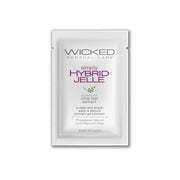 Wicked Sensual Care Hybrid Jelle lubricant sachet with olive leaf extract.