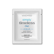Wicked Simply Timeless Aqua water-based intimate lubricant sachet.