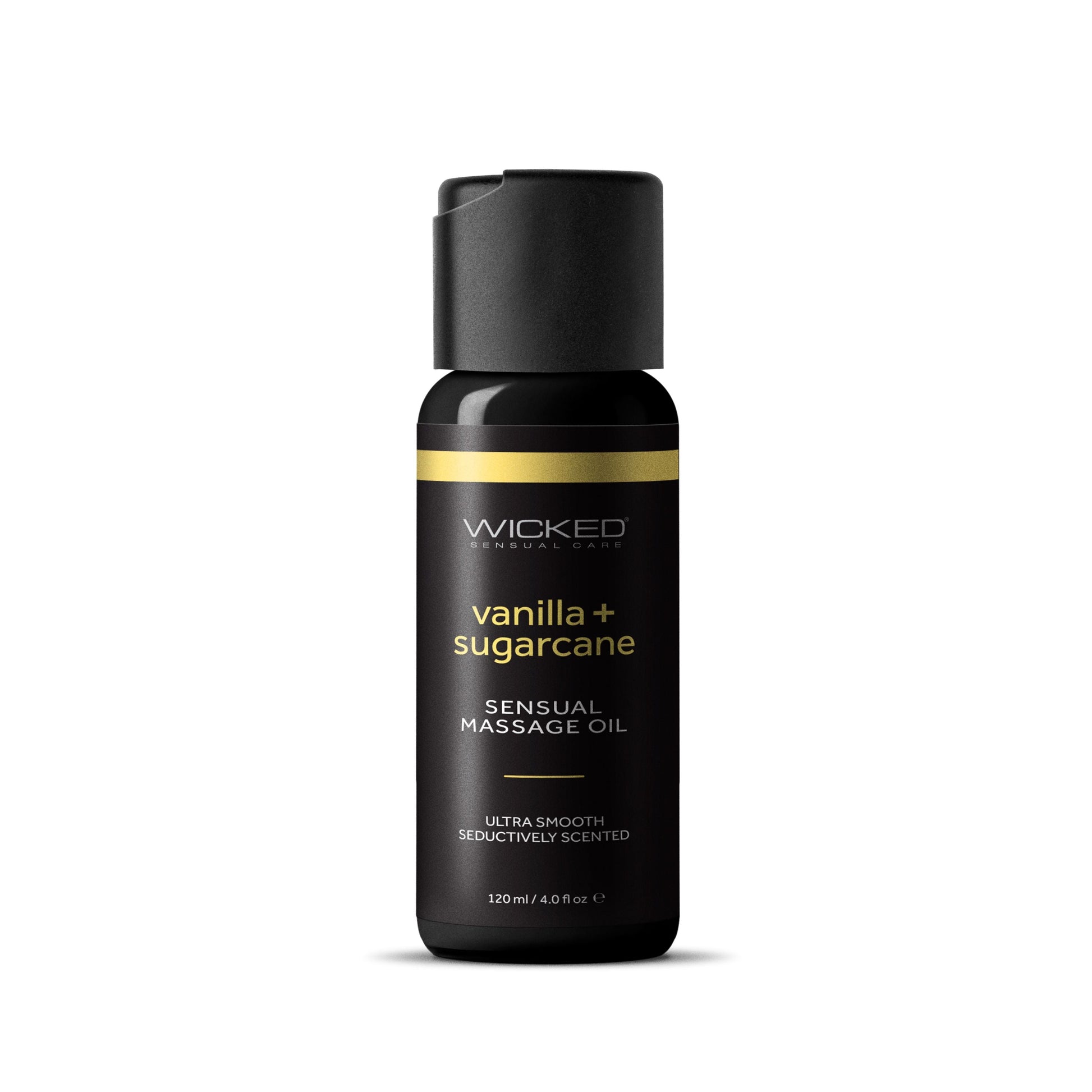 Wicked Vanilla & Sugarcane Sensual Massage Oil bottle.