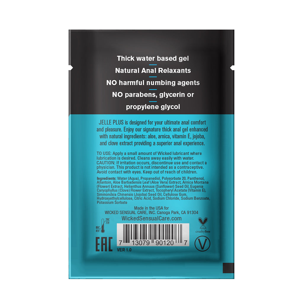 Thick water-based anal lubricant sachet with natural ingredients.