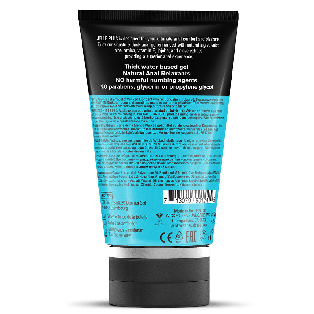 Jelle Plus anal lubricant with natural relaxants, thick water-based gel.