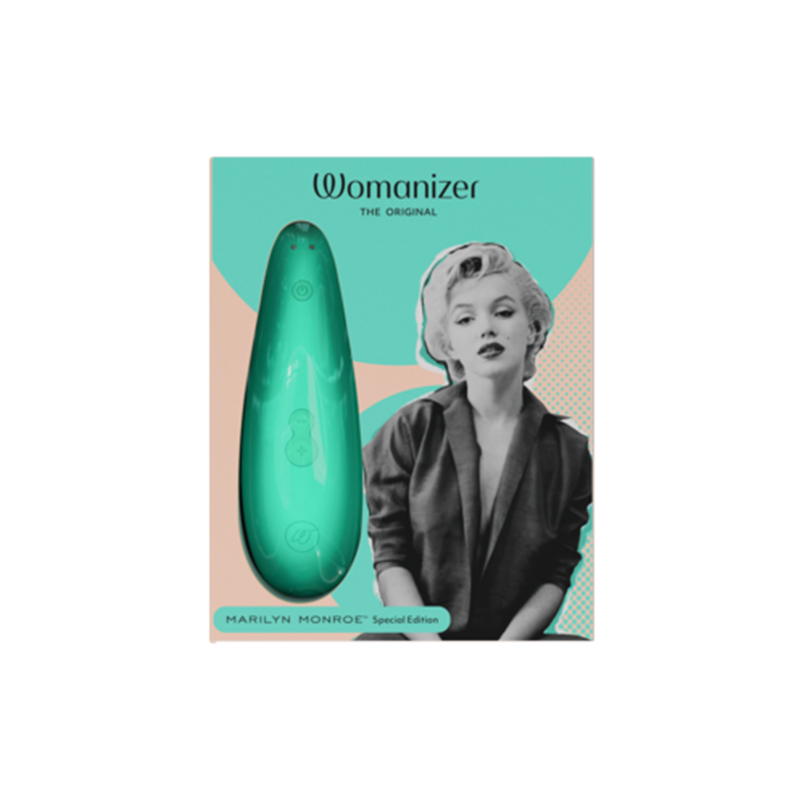 Womanizer x Marilyn Monroe Special Edition clitoral stimulator in mint.
