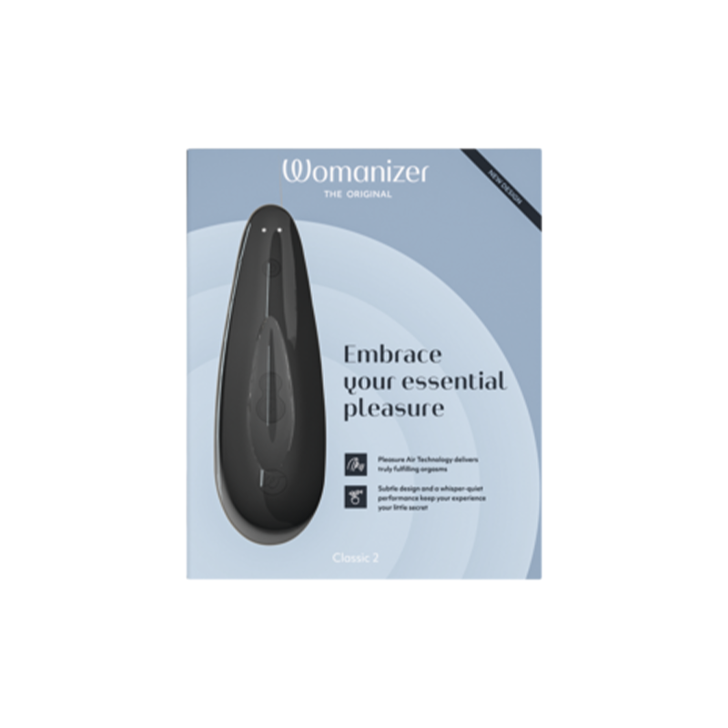 Black Womanizer Classic 2 clitoral stimulator with Pleasure Air Technology.