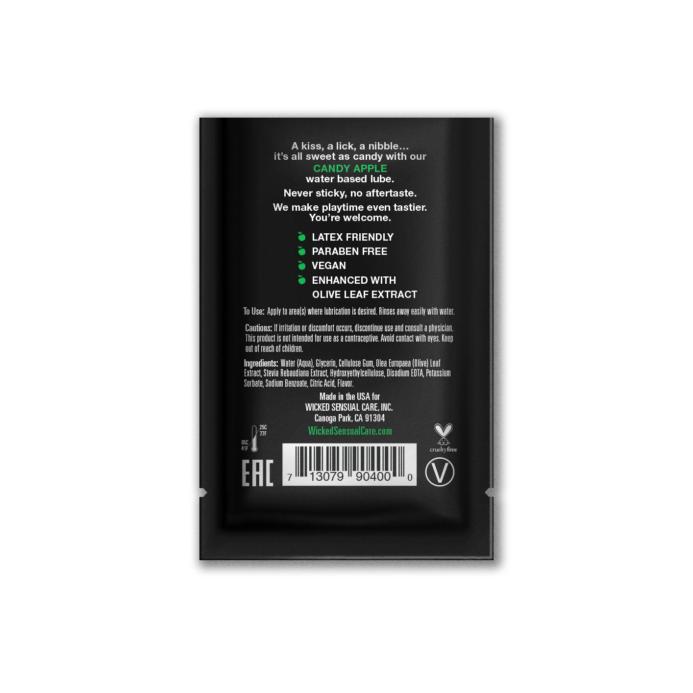 Candy Apple flavored water-based lubricant sachet.