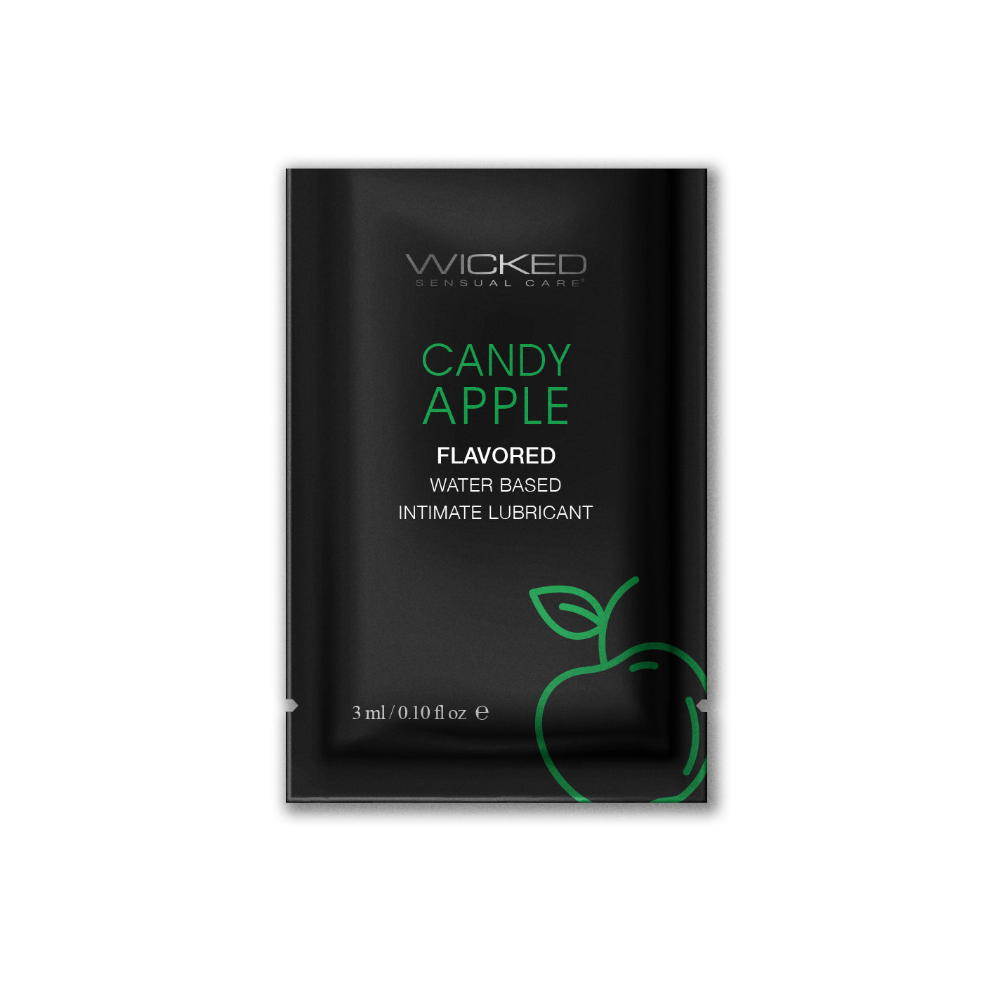 Wicked Candy Apple flavored water based lubricant sachet.