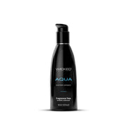 Wicked Aqua water-based personal lubricant in a black pump bottle.