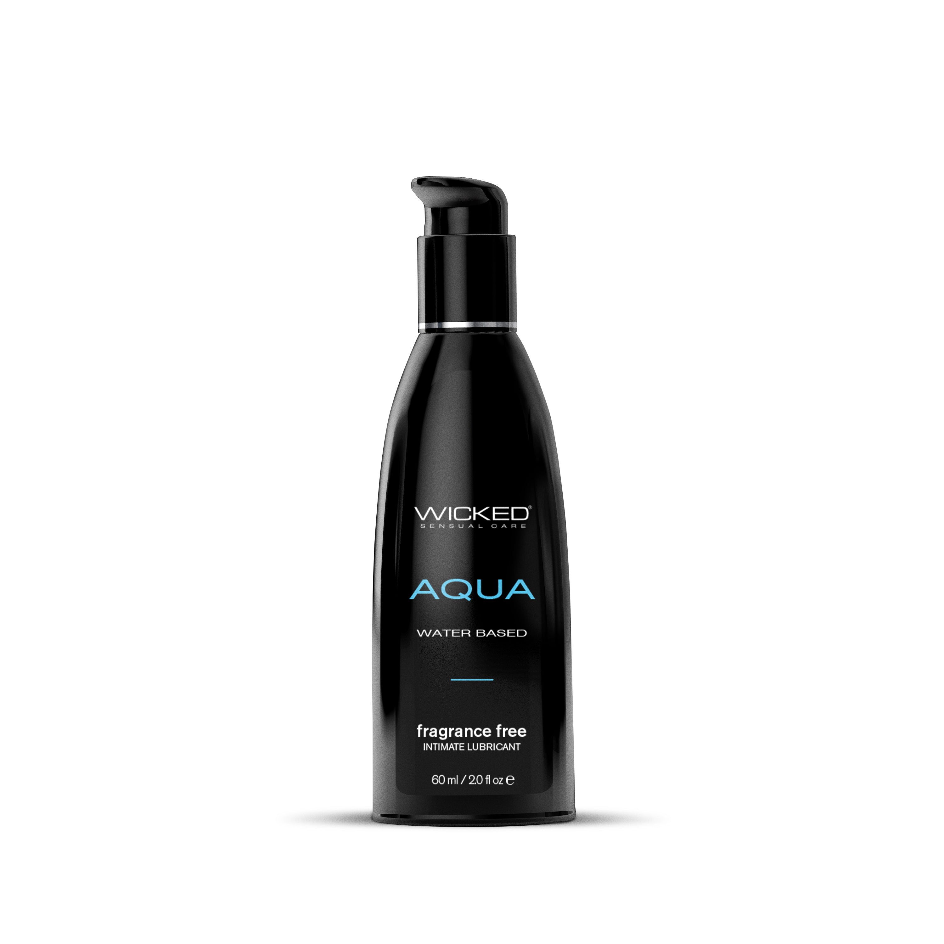 Wicked Aqua water-based personal lubricant in a black pump bottle.