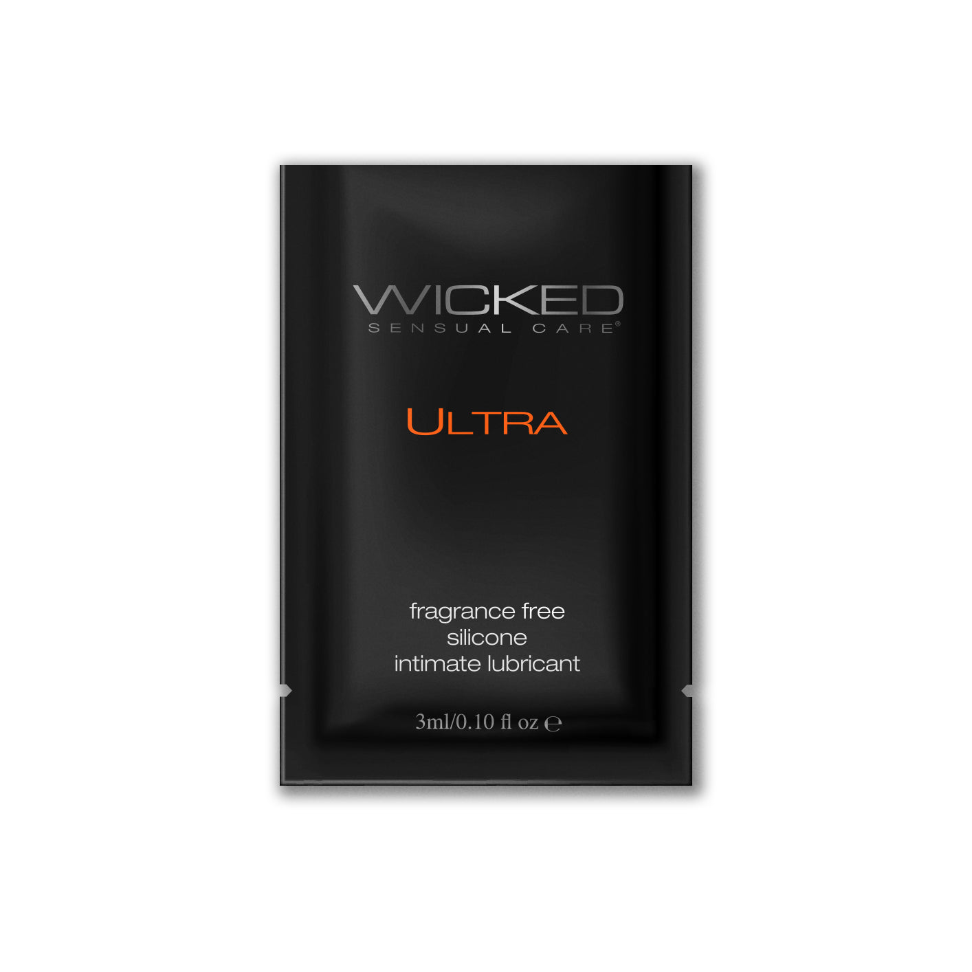 Wicked Ultra fragrance-free silicone intimate lubricant sachet.