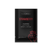 Wicked Strawberry flavored water-based intimate lubricant sachet.