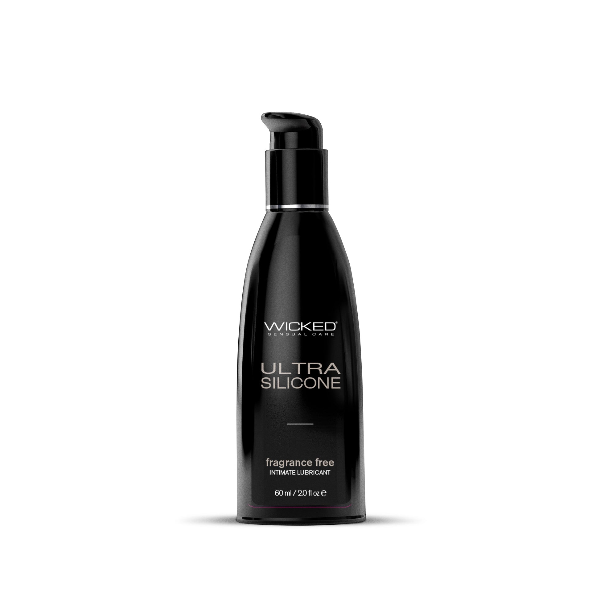 Black bottle of Wicked Ultra Silicone Fragrance Free Intimate Lubricant.