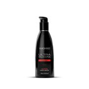 A black bottle of Wicked Ultra Silicone Heat warming intimate lubricant.