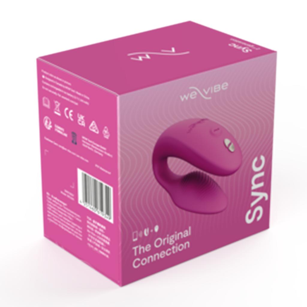 Pink We-Vibe Sync couples vibrator packaging with product image.