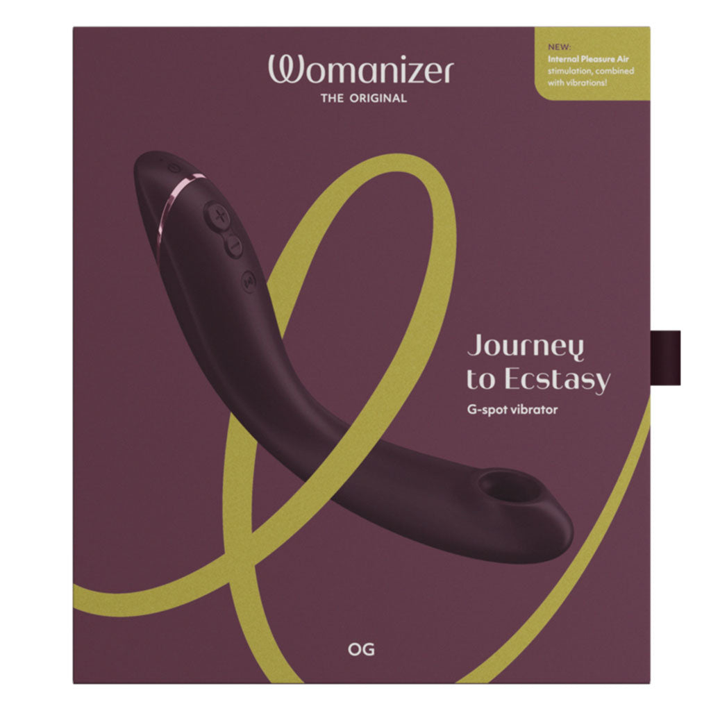 Womanizer OG G-spot vibrator with Pleasure Air stimulation and vibrations.