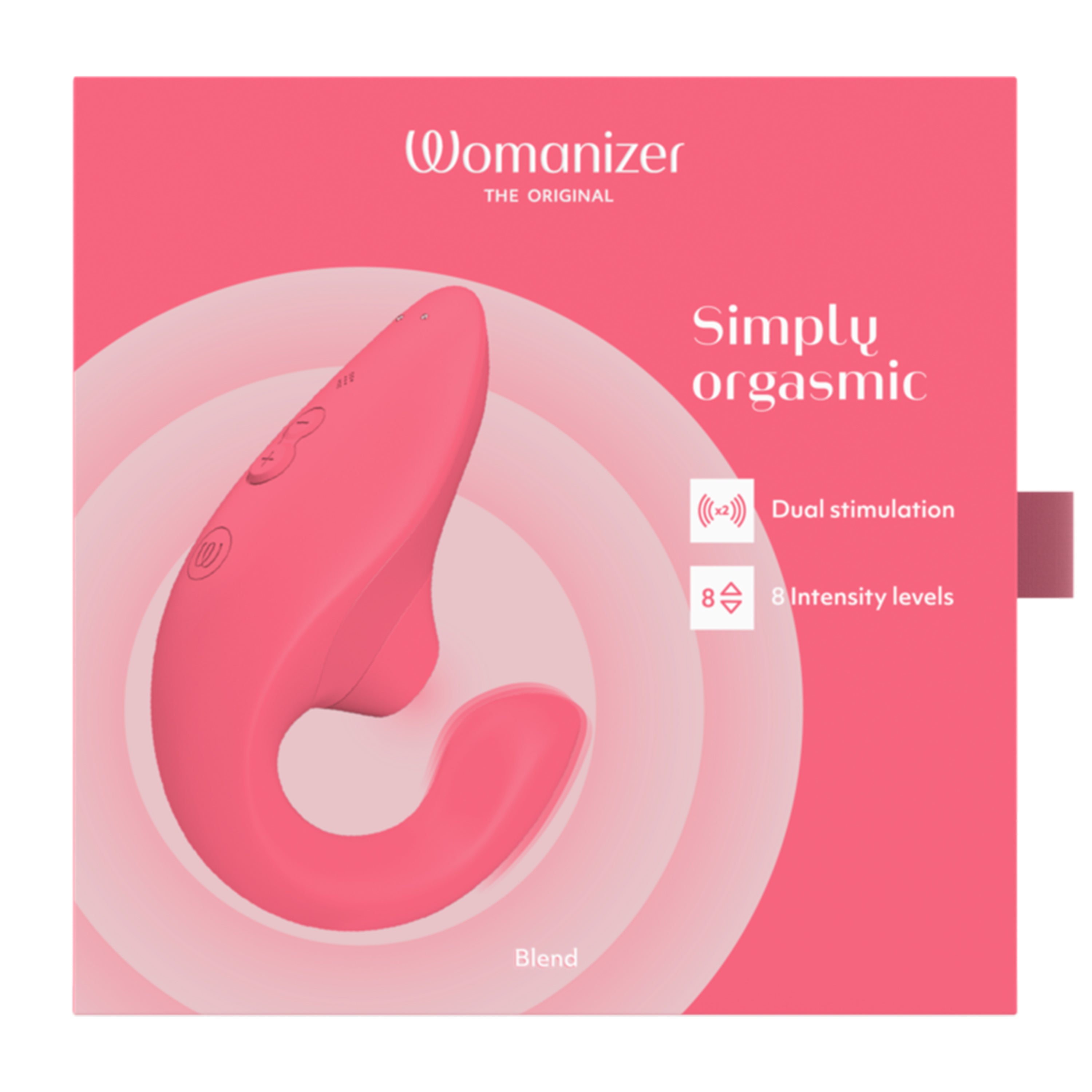 Womanizer Blend Rabbit vibrator with dual stimulation and 8 intensity levels.
