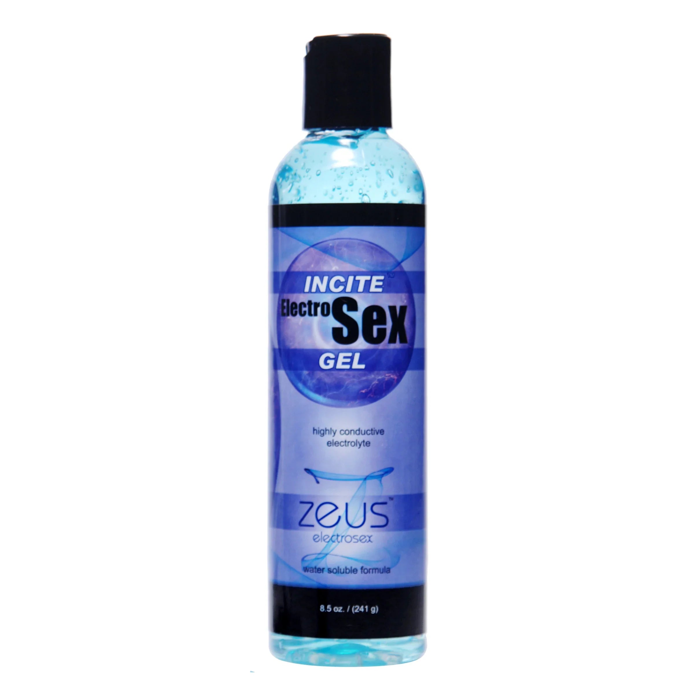 Zeus Incite Electrosex Gel in an 8.5oz bottle.