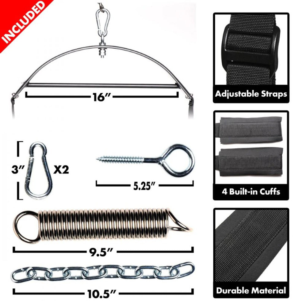 Trinity padded sex swing with adjustable straps and included hardware.