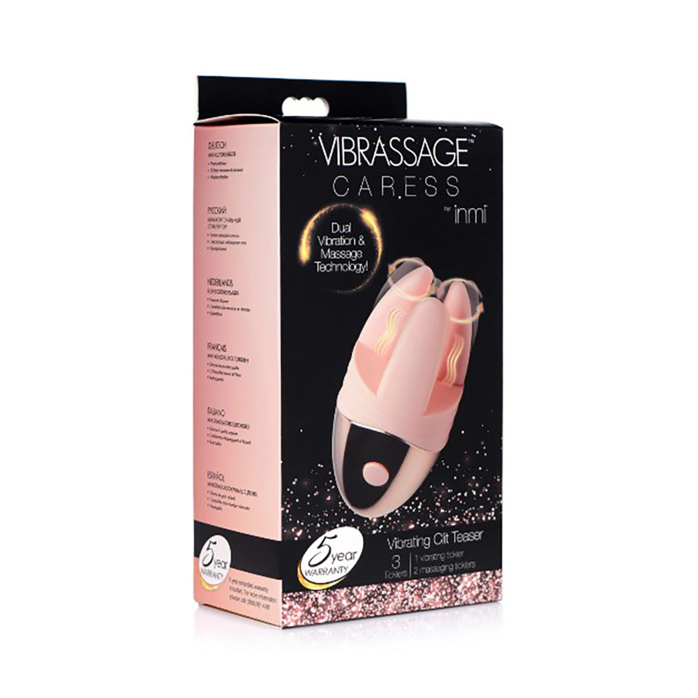 Pink Vibrassage Caress dual vibration and massage technology massager.