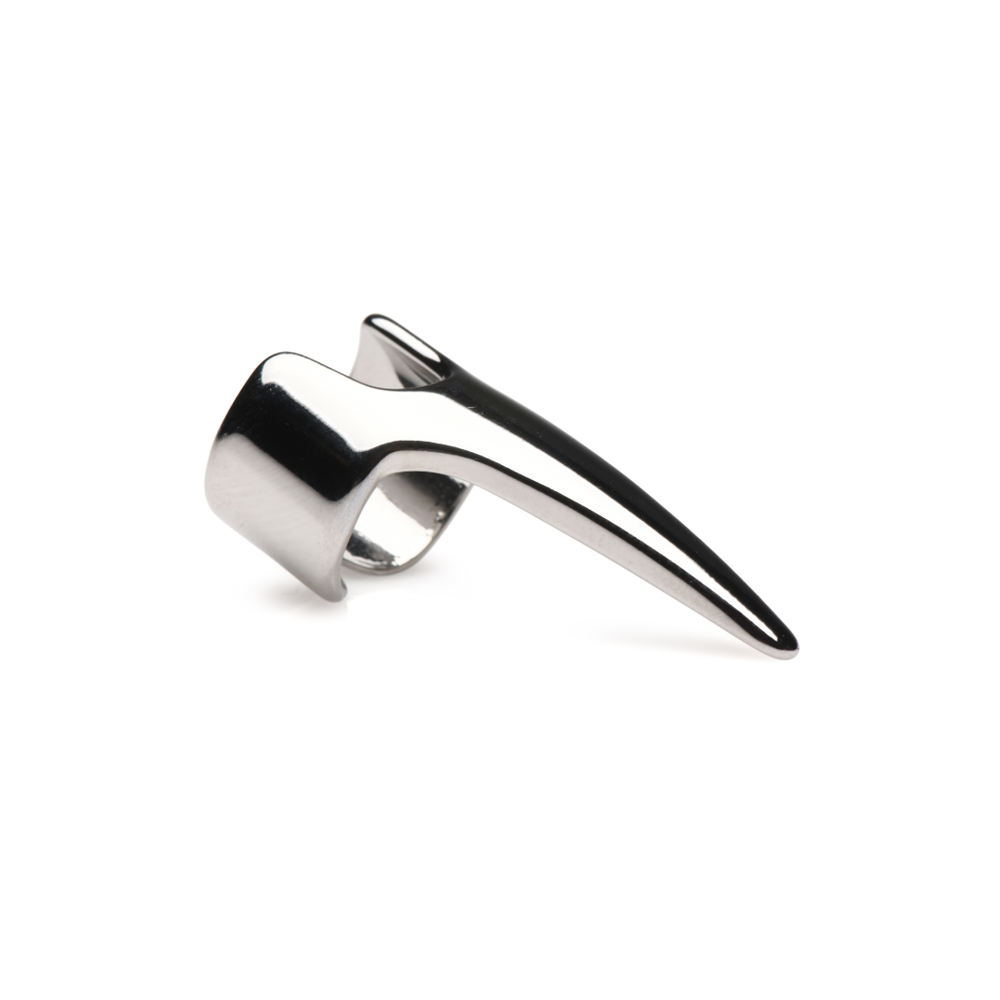 A silver-toned stainless steel ring with a pointed claw design.