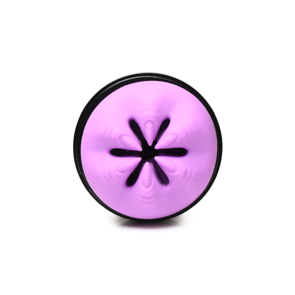 Purple textured alien fantasy stroker with a black rim.