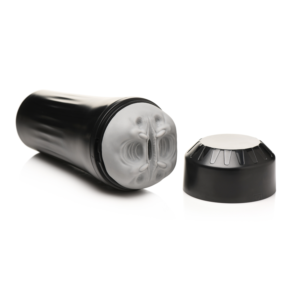 Gray TPE Predator Creature Fantasy Stroker with black cap.