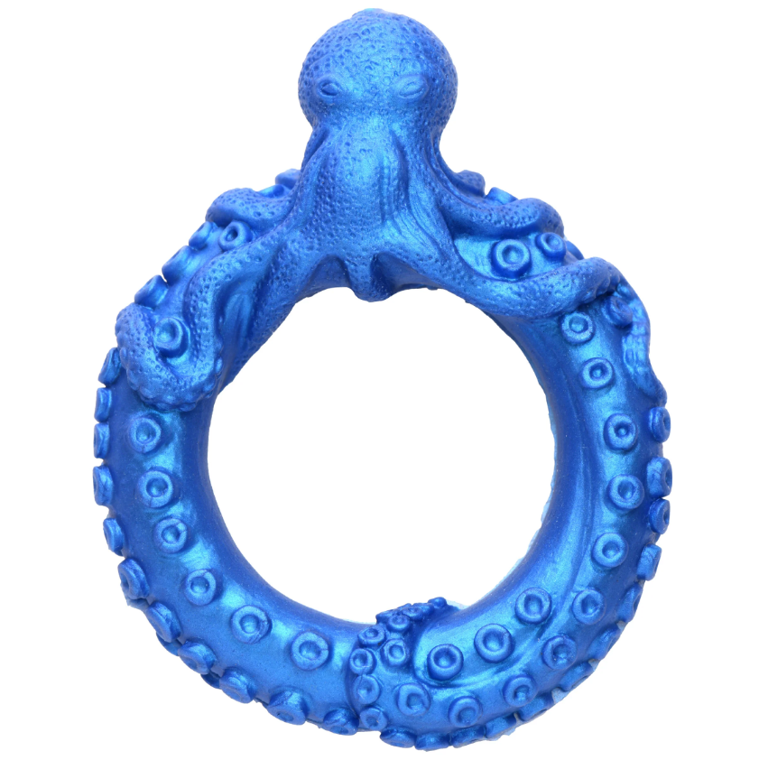 Blue octopus-shaped silicone cock ring with tentacles.