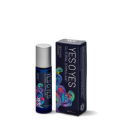 Organic clitoral stimulant oil in a blue rollerball bottle next to its box.