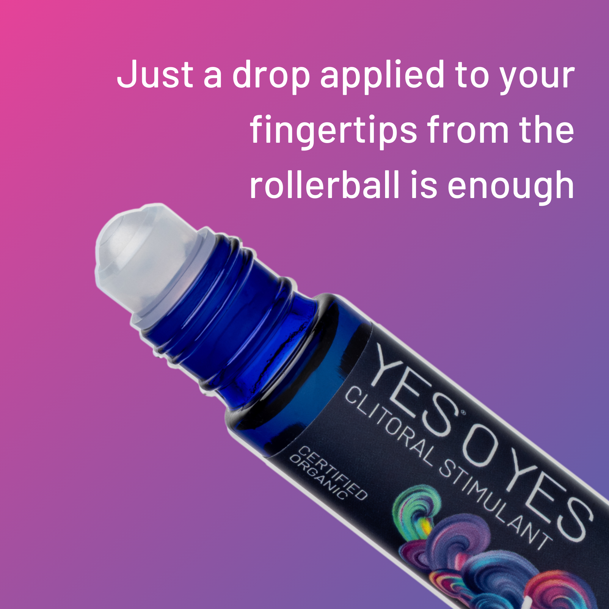 Blue rollerball bottle of YES O YES organic clitoral stimulant oil.