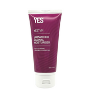 A tube of YES VM vaginal moisturizer with a purple wave pattern.
