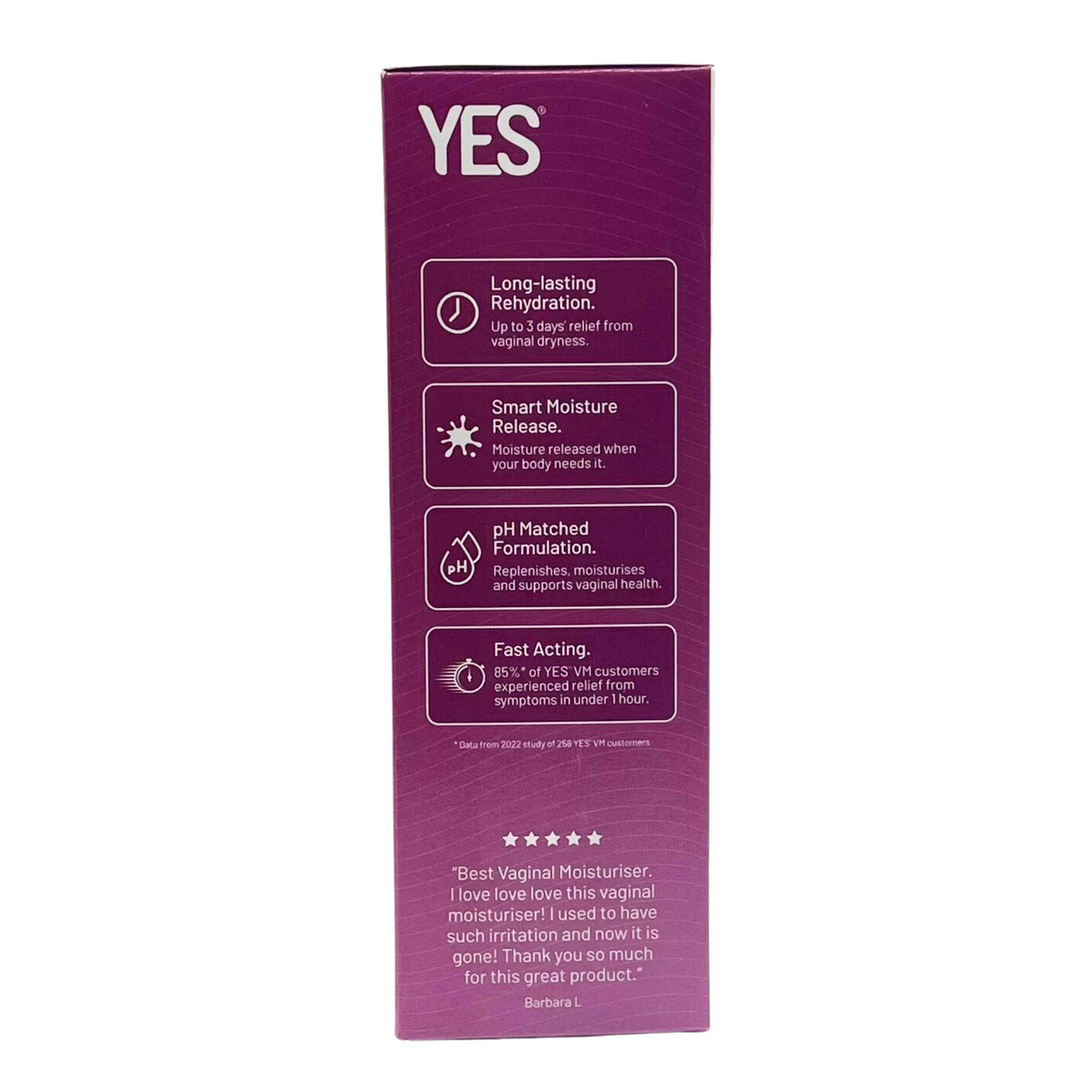 YES Organic Vaginal Moisturizer box with product benefits listed.