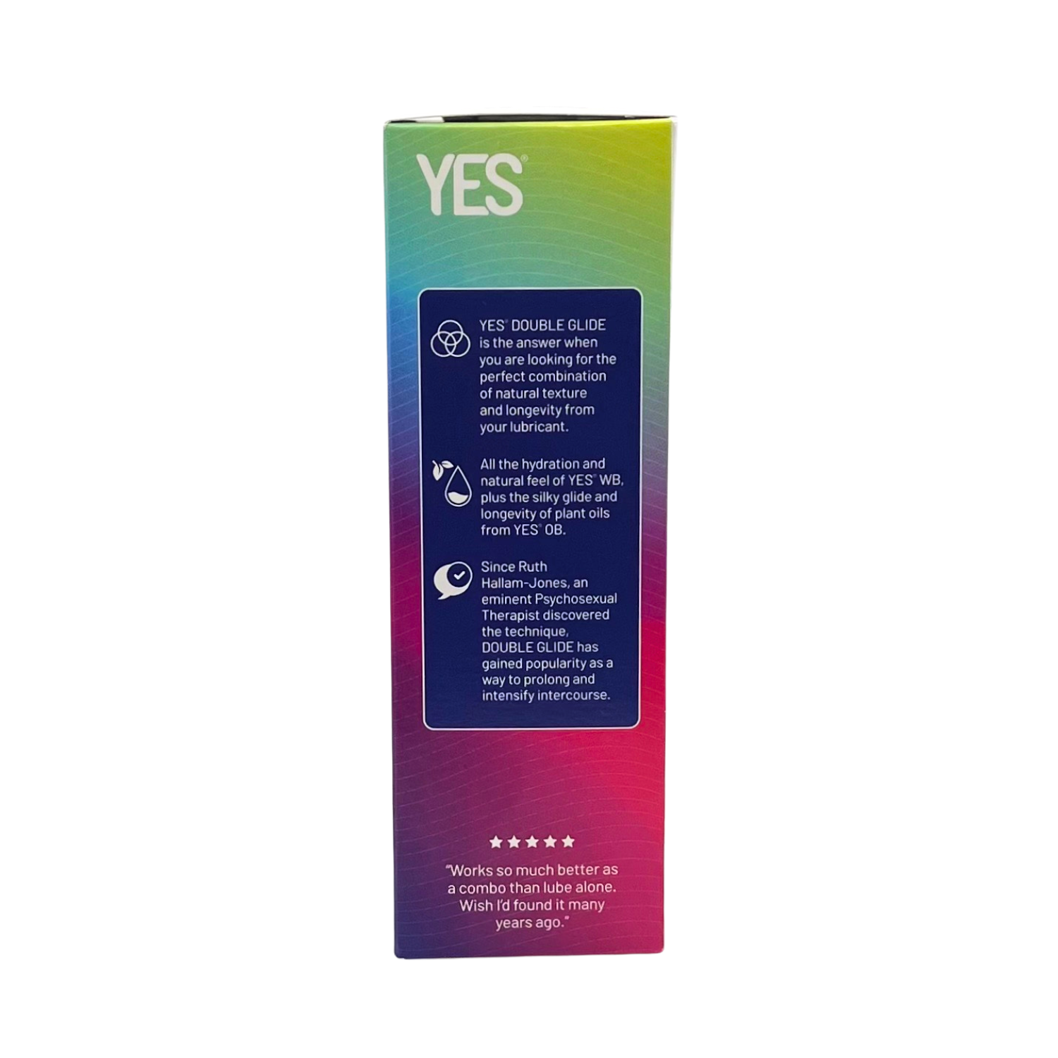 YES Double Glide water and plant-oil based lubricant pack.