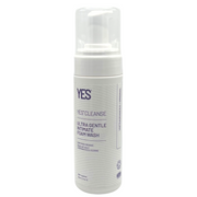 A white bottle of YES Ultra Gentle Intimate Foam Wash with a clear pump dispenser.