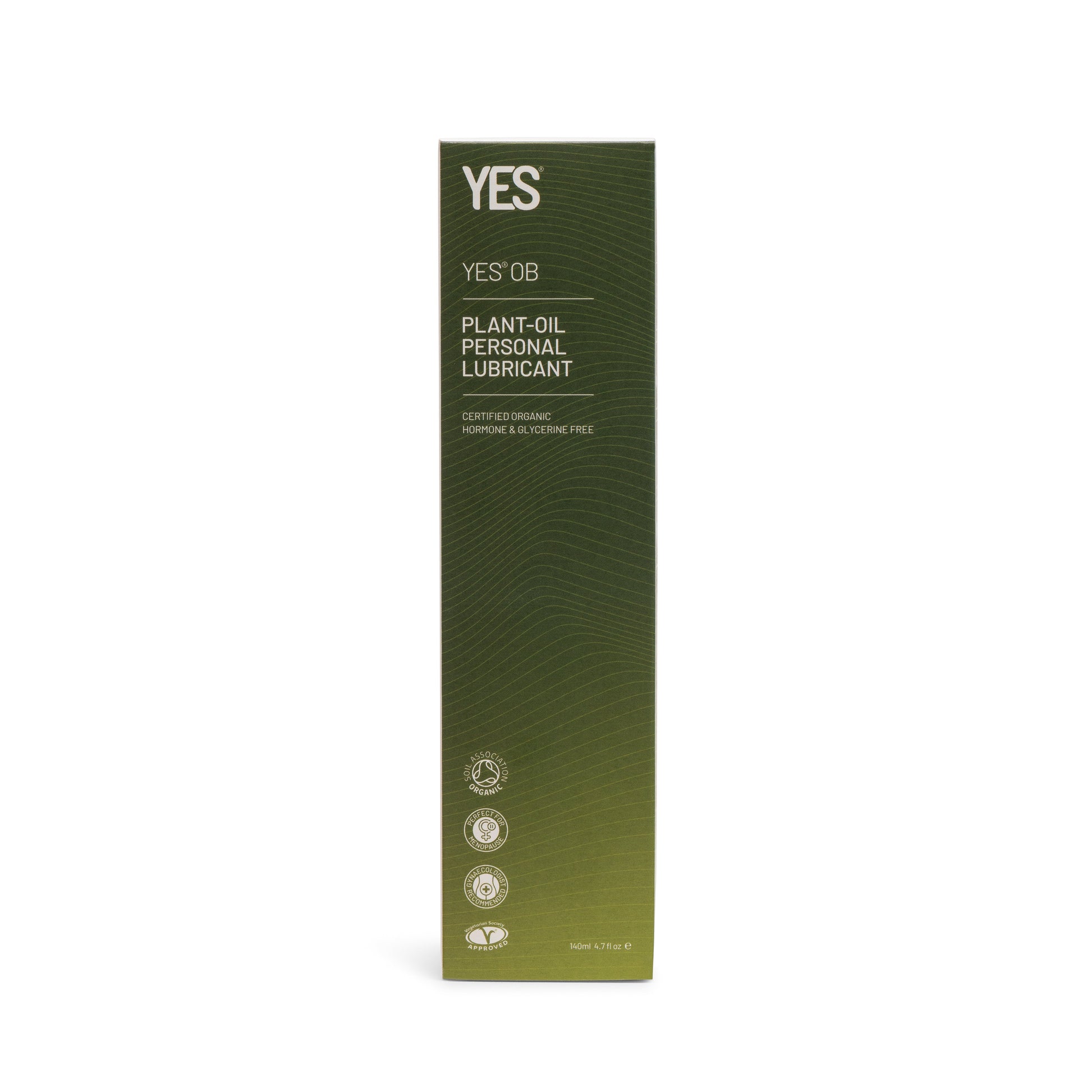 YES OB plant-oil personal lubricant in a 140ml bottle.