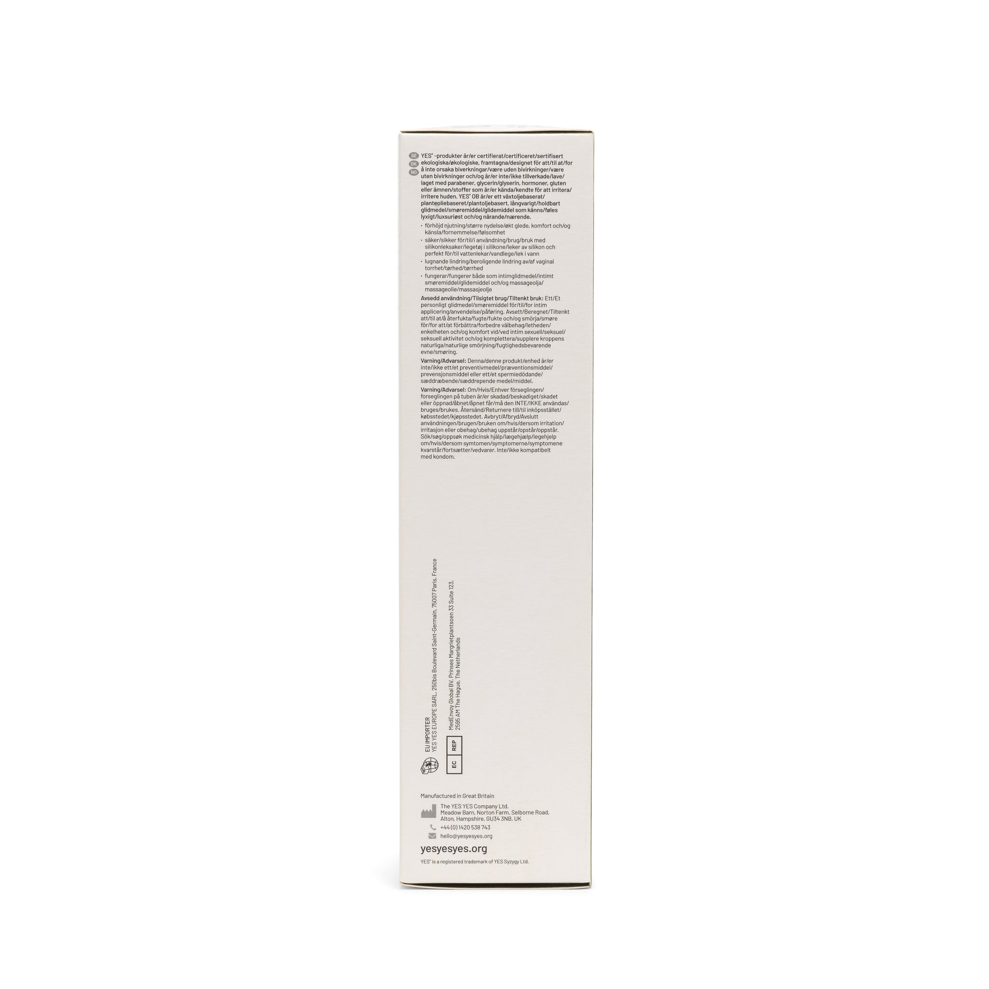 YES OB 140ml Oil Based Organic Lubricant with natural plant oils.