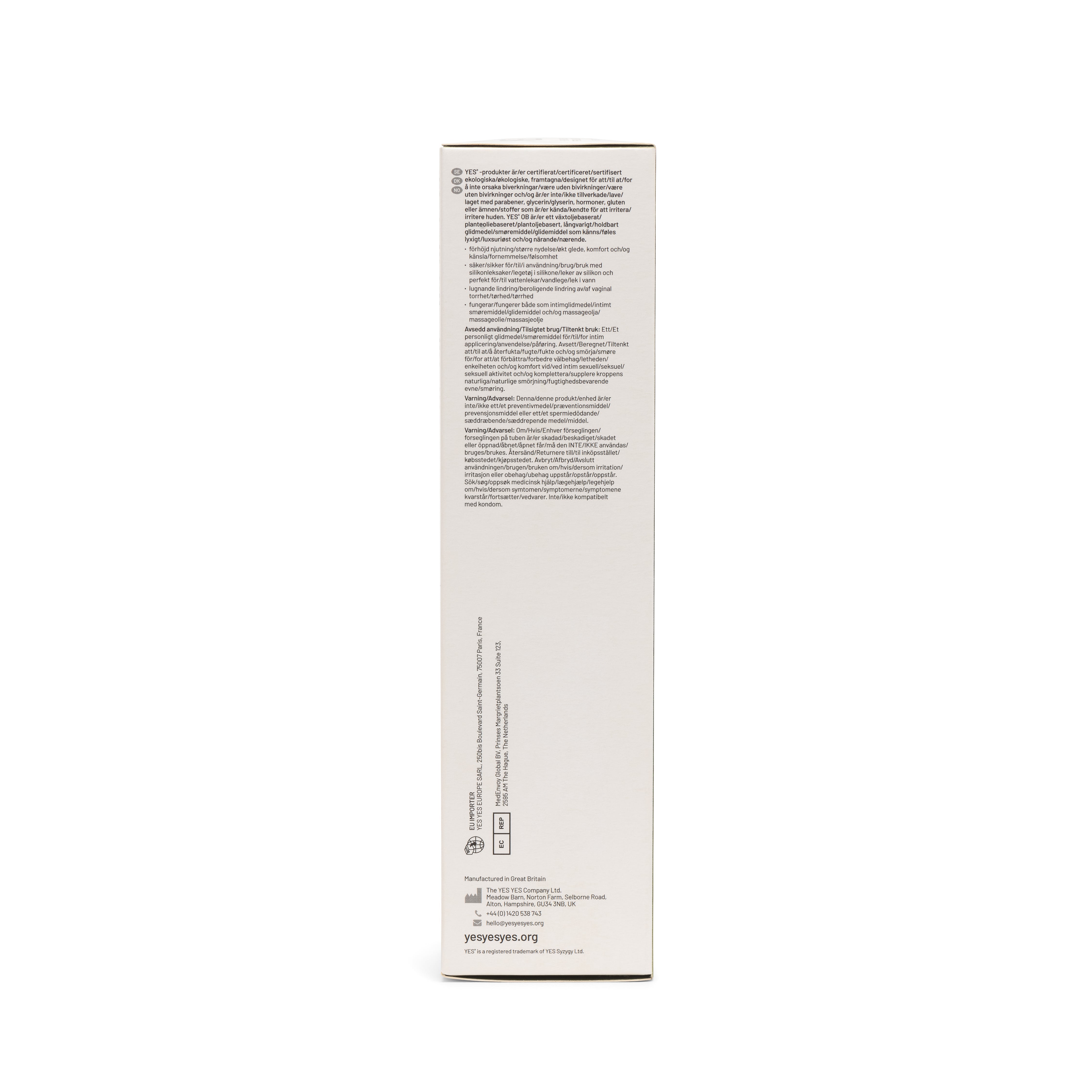 YES OB 140ml Oil Based Organic Lubricant with natural plant oils.