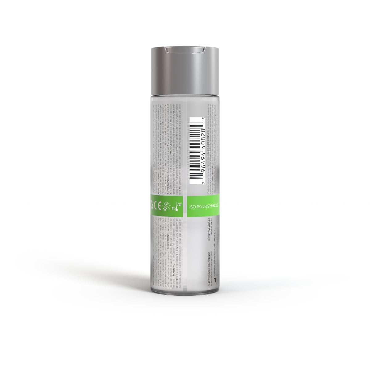 A bottle of JO Aloe Water-Based Personal Lubricant with a silver cap.