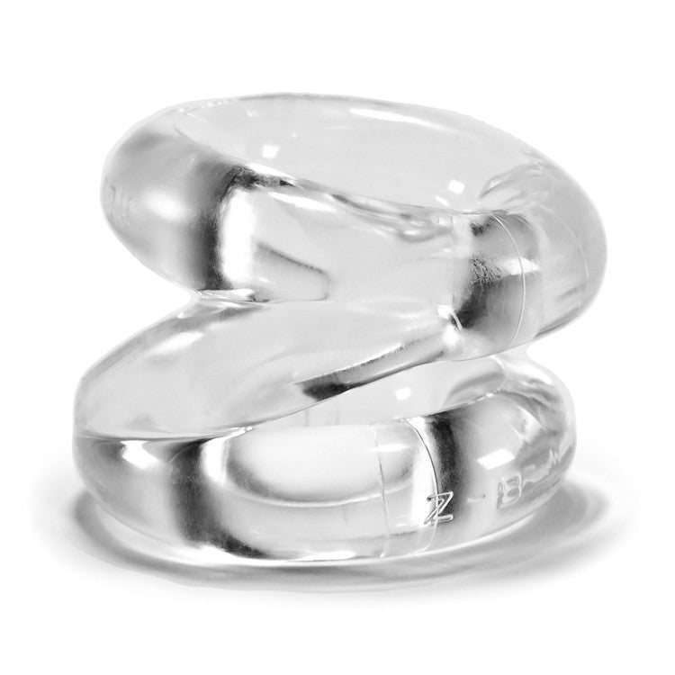 Clear Z-Balls stretcher and cock ring made of soft FLEXtpr.