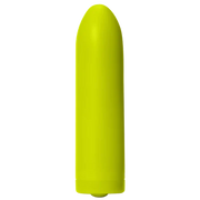 A bright yellow, bullet-shaped vibrator with a rounded top and flat base.